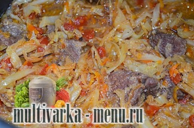 Приготовление капусты тушеной с говядиной в мультиварке