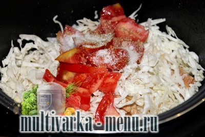 Тушеная капуста с куриной грудкой 